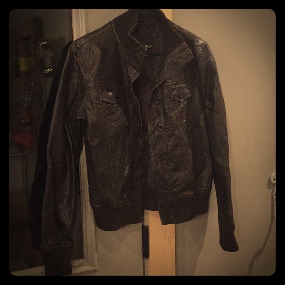 Faux leather bomber jacket